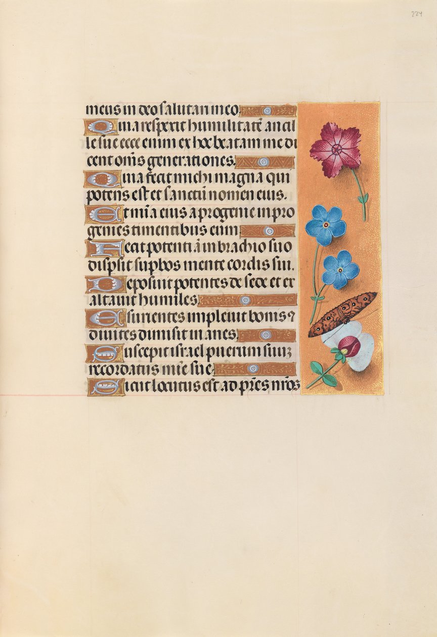 Izabella katolikus királyné, spanyol királynő órái: Fol. 224r, c. 1500. alkotó: Master of the First Prayerbook of Maximillian