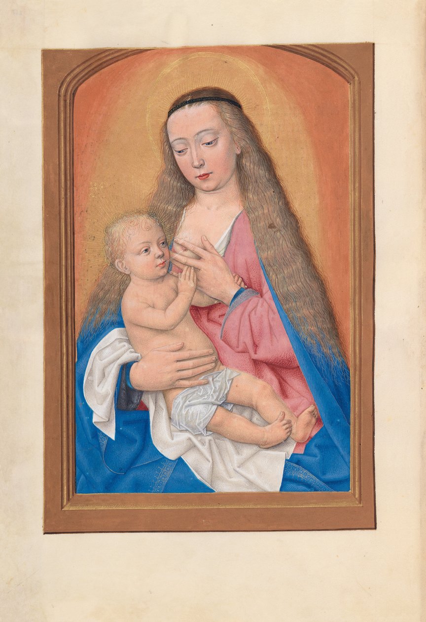 Izabella katolikus királyné, spanyol királynő órái: Fol. 257v, Madonna és gyermeke, c. 1500. alkotó: Master of the First Prayerbook of Maximillian