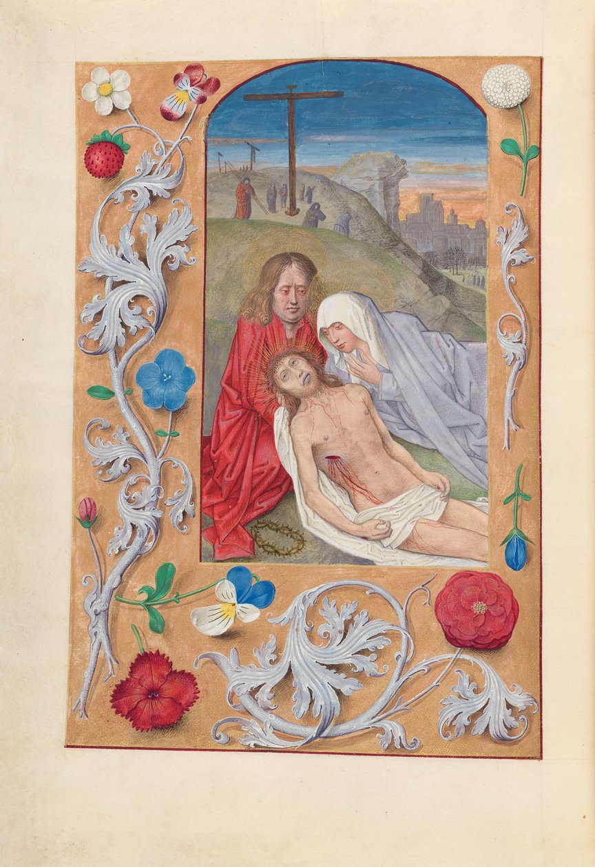 Izabella katolikus királyné, spanyol királynő órái: Fol. 260v, Lamentation, c. 1500. alkotó: Master of the First Prayerbook of Maximillian