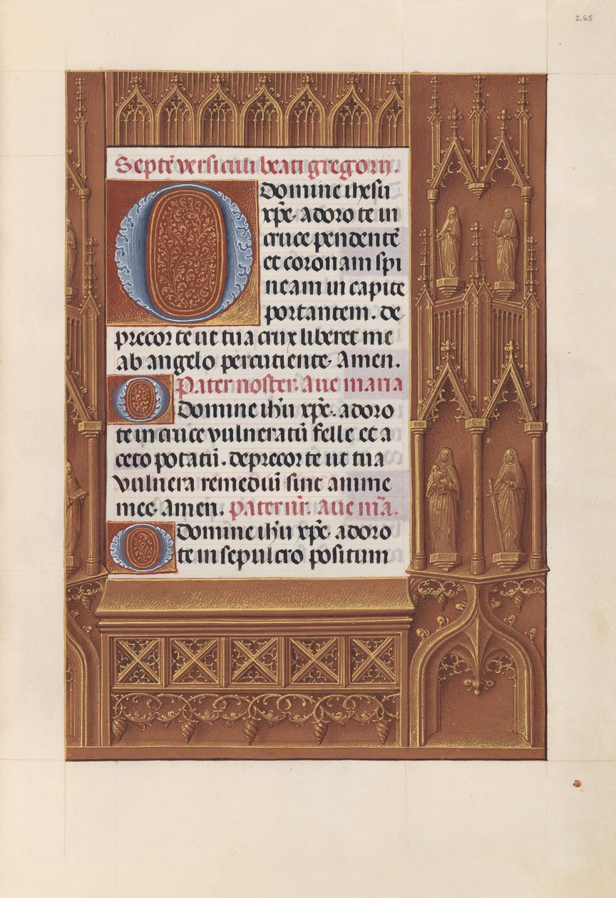 Izabella katolikus királyné, spanyol királynő órái: Fol. 265r, c. 1500. alkotó: Master of the First Prayerbook of Maximillian