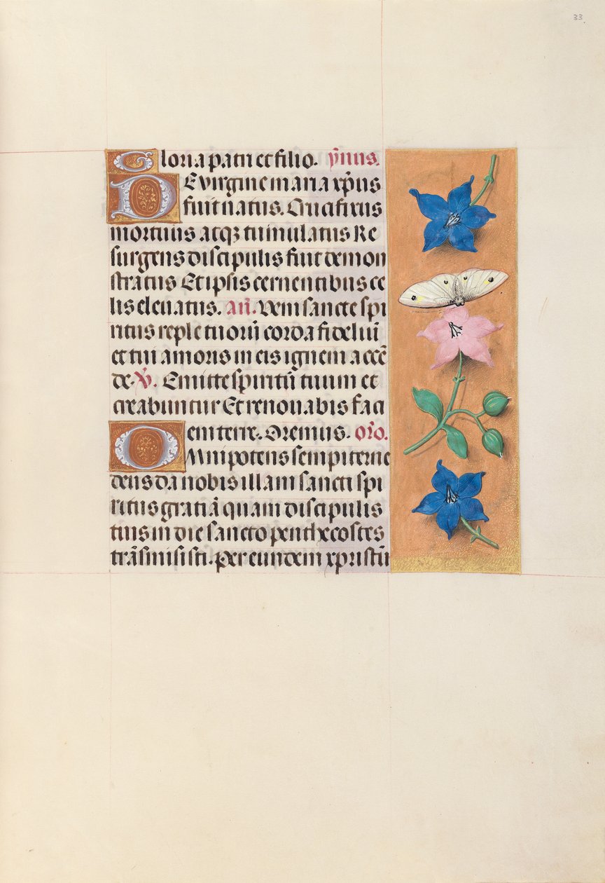 Izabella katolikus királyné, spanyol királynő órái: Fol. 33r, c. 1500. alkotó: Master of the First Prayerbook of Maximillian