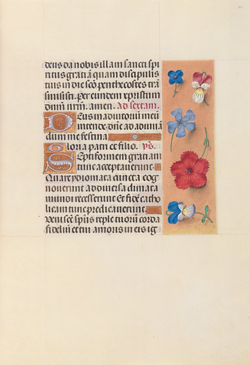 Izabella katolikus királyné, spanyol királynő órái: Fol. 34r, c. 1500. alkotó: Master of the First Prayerbook of Maximillian