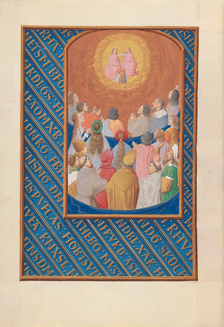 Izabella katolikus királyné, spanyol királynő órái: Fol. 37v, Mennyország udvara, c. 1500. alkotó: Master of the First Prayerbook of Maximillian
