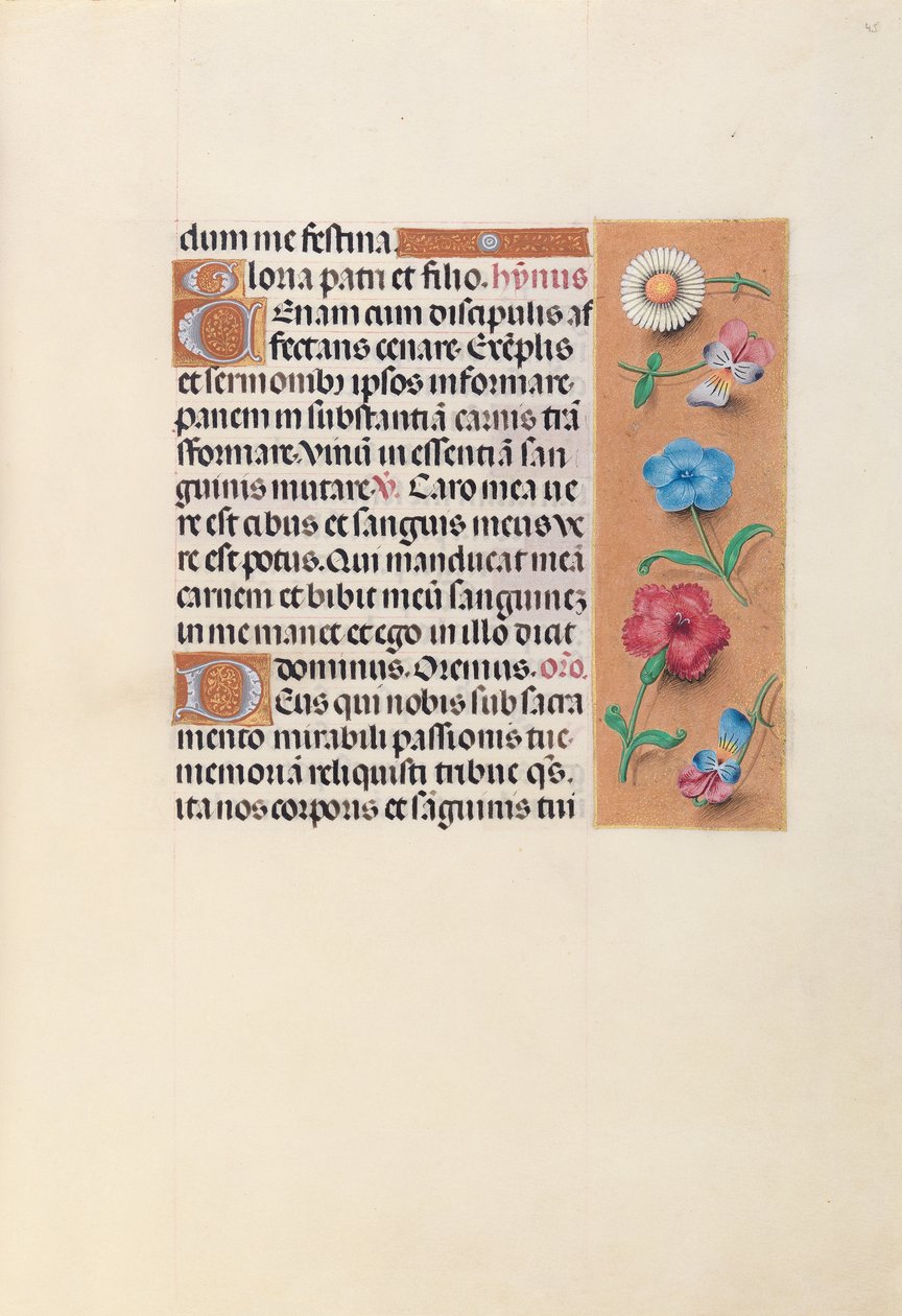 Izabella katolikus királyné, spanyol királynő órái: Fol. 45r, c. 1500. alkotó: Master of the First Prayerbook of Maximillian