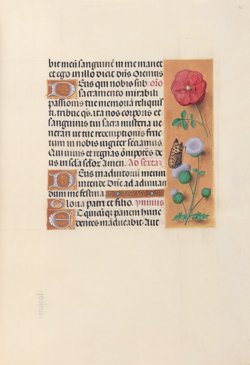 Izabella katolikus királynő, Spanyolország királynőjének órái:  Fol. 46r alkotó: Master of the First Prayerbook of Maximillian