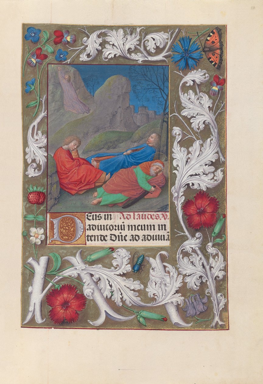 Izabella katolikus királynő, Spanyolország királynőjének órái:  Fol. 57r, Agónia a kertben alkotó: Master of the First Prayerbook of Maximillian