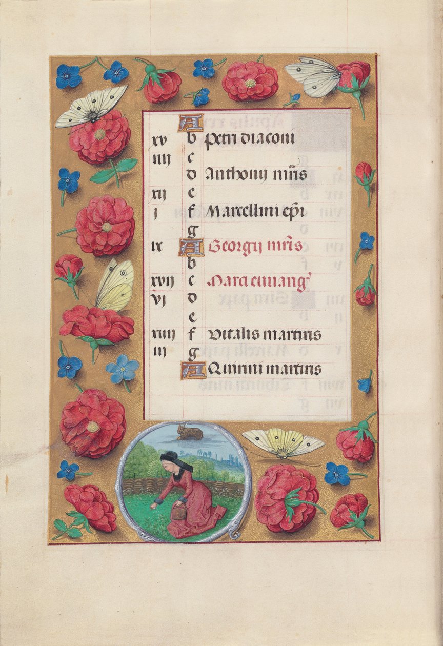 Izabella katolikus királynő, Spanyolország királynőjének órái:  Fol. 5v, április alkotó: Master of the First Prayerbook of Maximillian