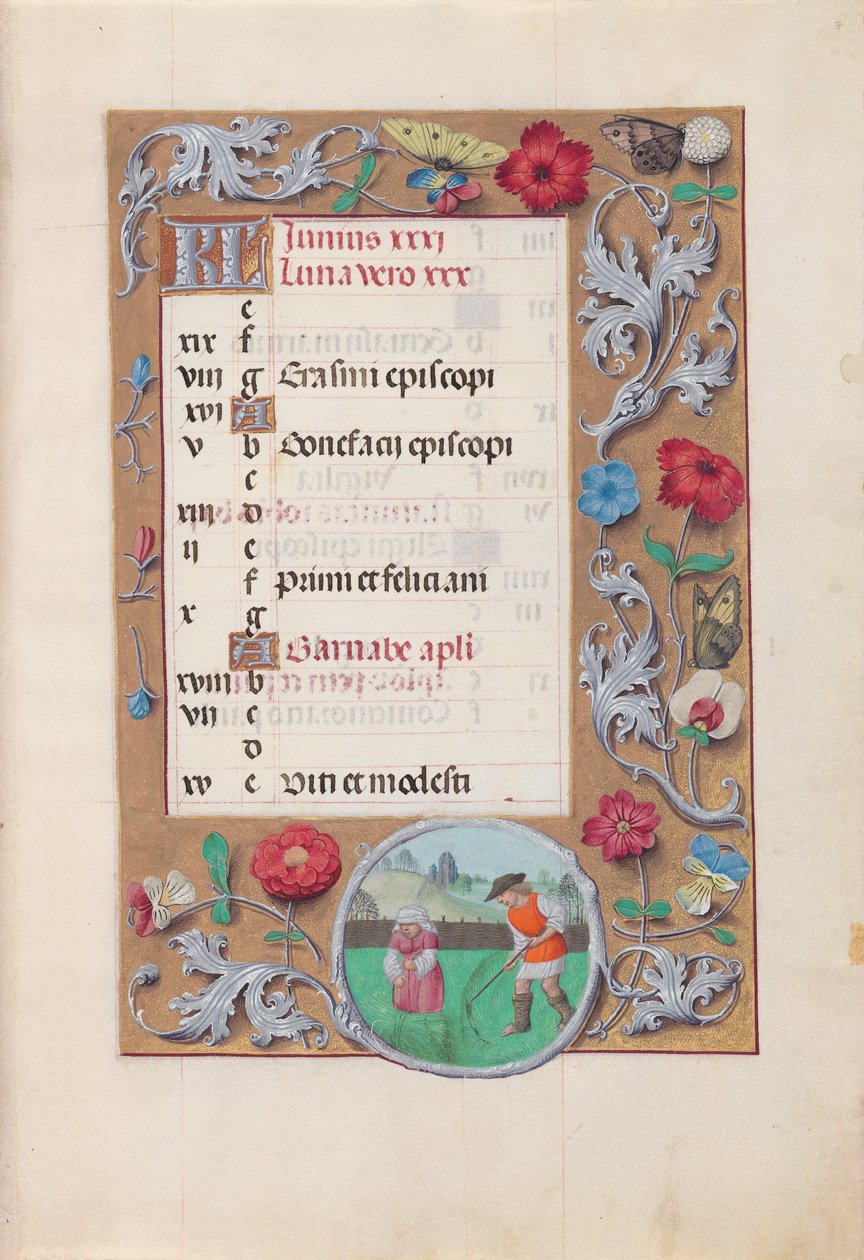 Izabella katolikus királynő, Spanyolország királynőjének órái:  Fol. 7r, június alkotó: Master of the First Prayerbook of Maximillian