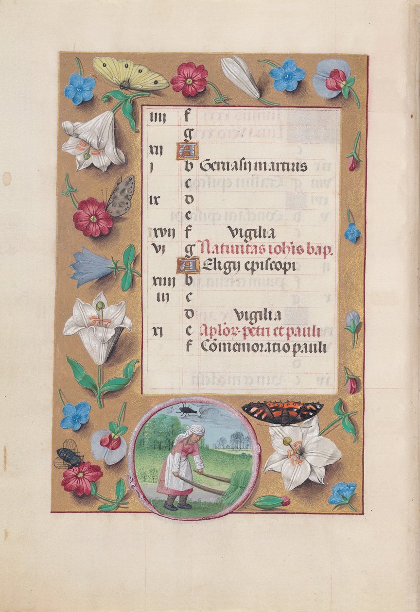 Izabella katolikus királynő, Spanyolország királynőjének órái:  Fol. 7v, június alkotó: Master of the First Prayerbook of Maximillian