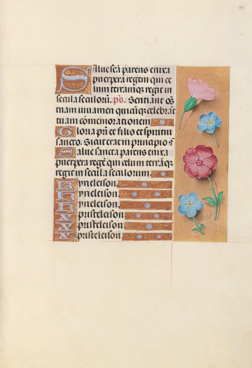 Izabella katolikus királyné, spanyol királynő órái: Fol. 89r, c. 1500. alkotó: Master of the First Prayerbook of Maximillian