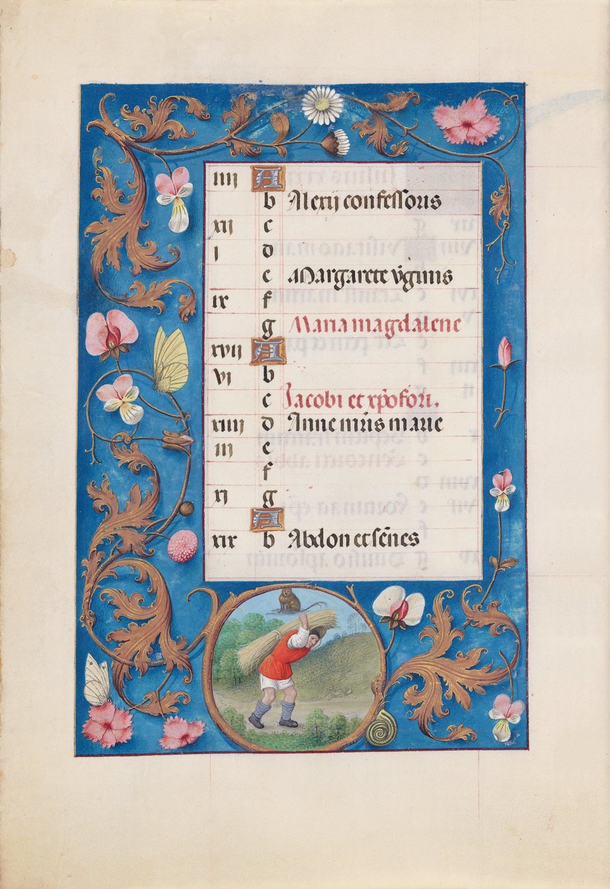 Izabella katolikus királynő, Spanyolország királynőjének órái:  Fol. 8v, július alkotó: Master of the First Prayerbook of Maximillian