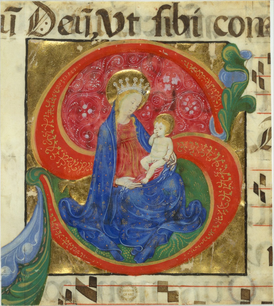 Kéziratos megvilágítás a Szűzanyával és a Gyermekkel kezdetben S..., 15. század közepe. alkotó: Master of the Franciscan Breviary