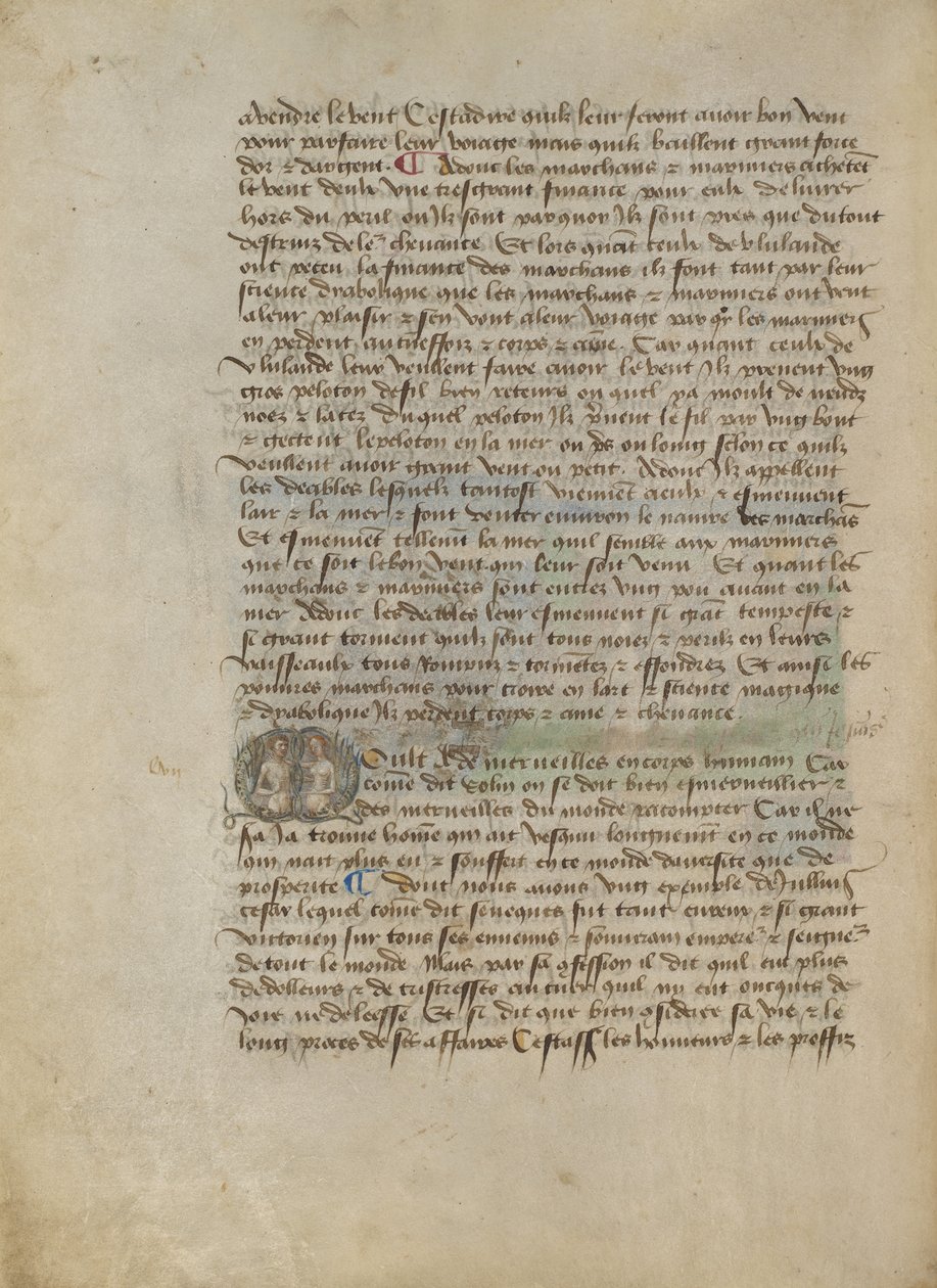Historiated Initial M: Egy férfi és egy nő mellportréja alkotó: Master of the Geneva Boccaccio