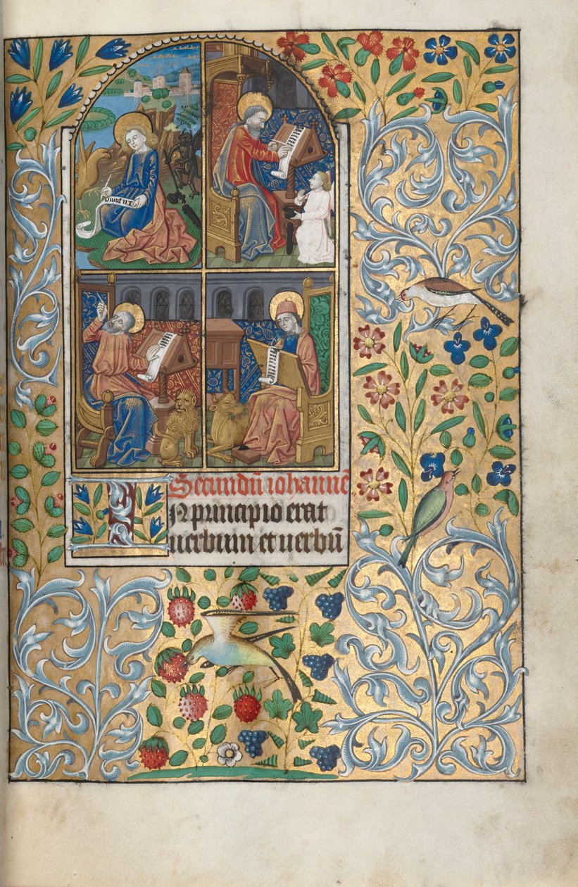 Órakönyv Rouen használata: fol. 13r, A négy evangélista c. 1470. alkotó: Master of the Geneva Latini