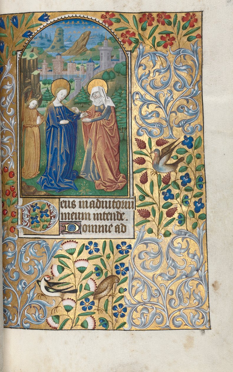 Órakönyv Rouen használata: fol. 39r, A látogatás, c. 1470. alkotó: Master of the Geneva Latini