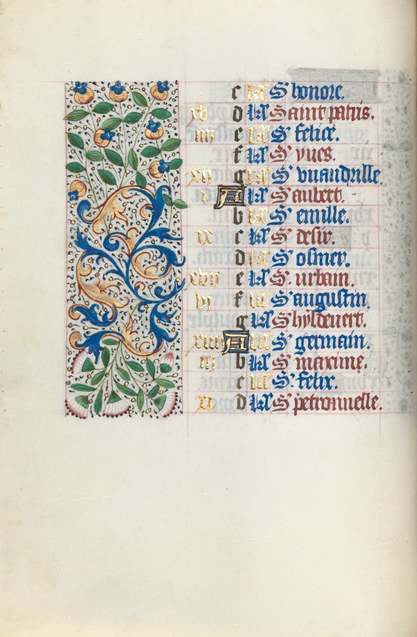 Órakönyv Rouen használata: fol. 5V, c. 1470. alkotó: Master of the Geneva Latini