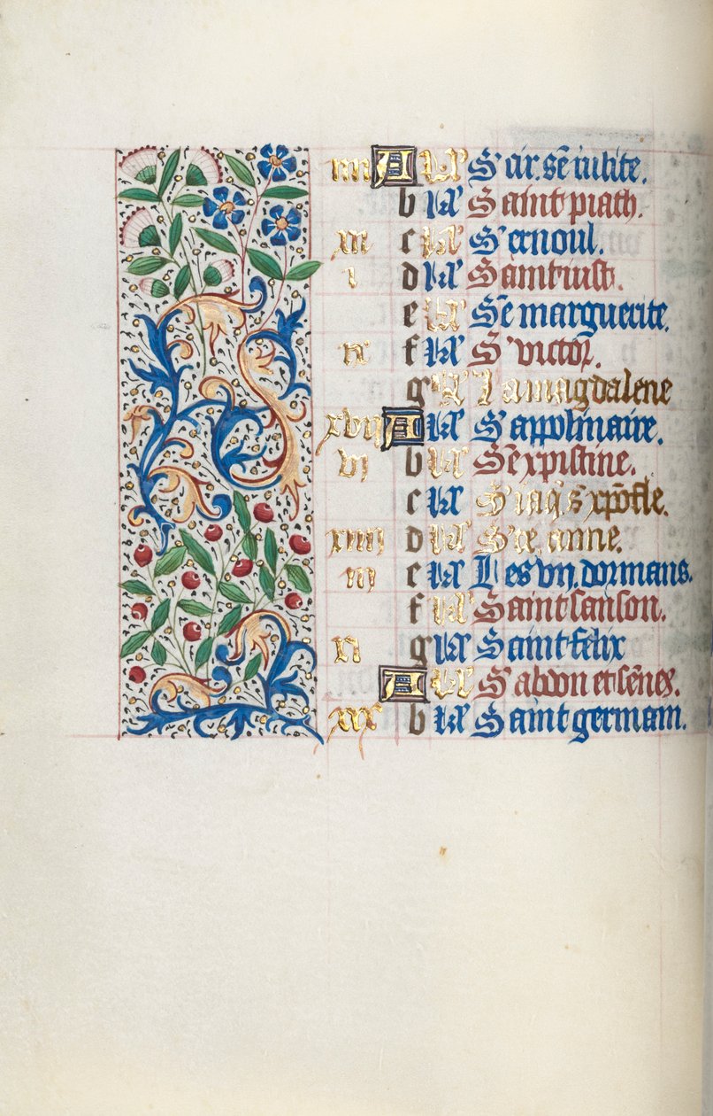 Órakönyv Rouen használata: fol. 7V, c. 1470. alkotó: Master of the Geneva Latini