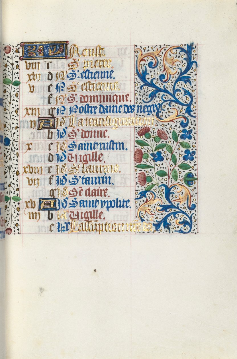 Órakönyv Rouen használata: fol. 8r, c. 1470. alkotó: Master of the Geneva Latini