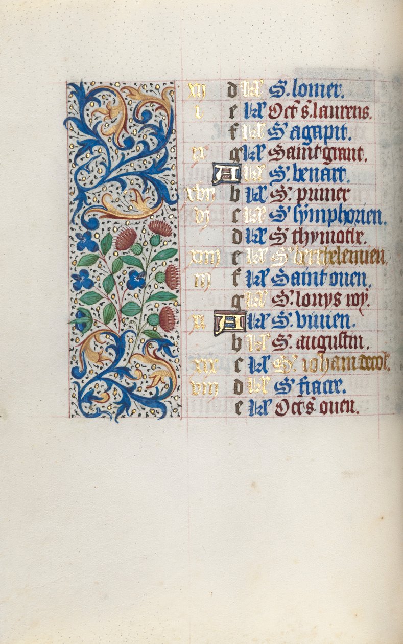 Órakönyv Rouen használata: fol. 8V, c. 1470. alkotó: Master of the Geneva Latini
