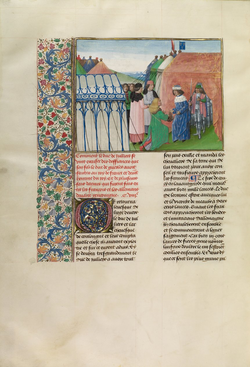 VI. Károly francia király fogadja a jülichi herceget alkotó: Master of the Getty Froissart