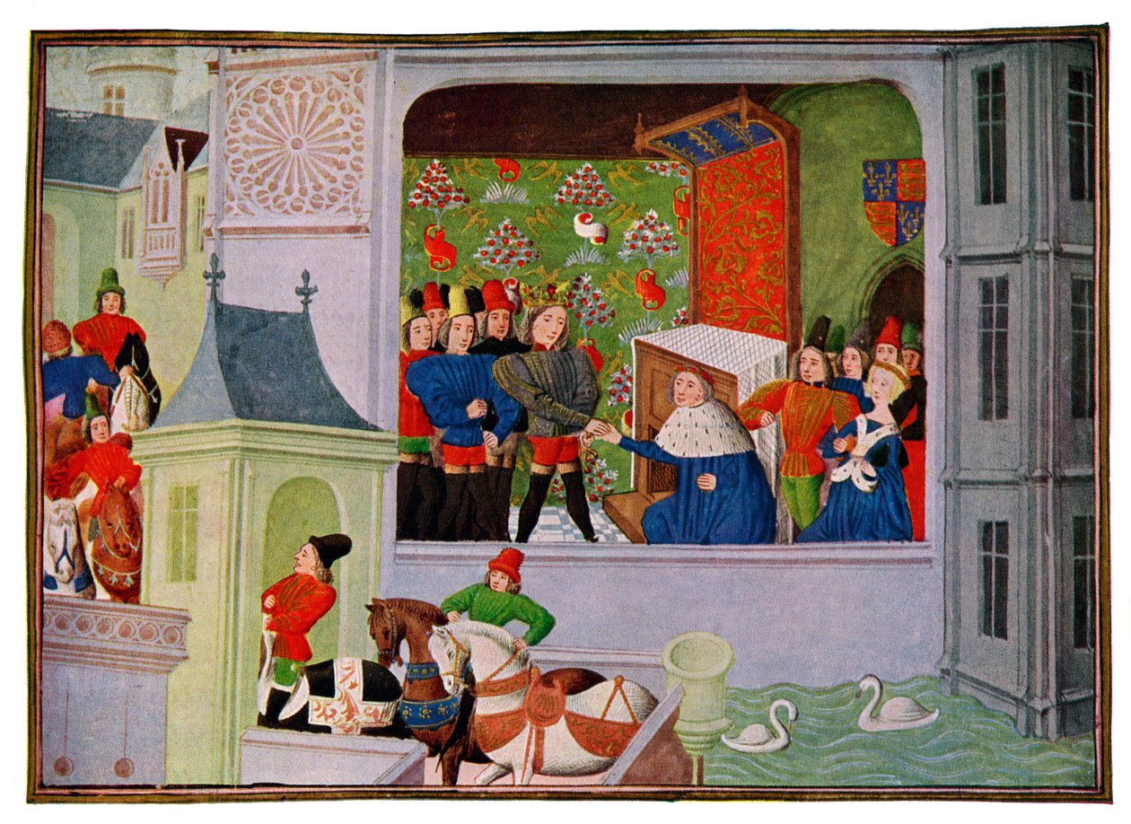 Interjú II. Richárddal és Gloucester hercegével, 14. század 15. század. alkotó: Master of the Harley Froissart