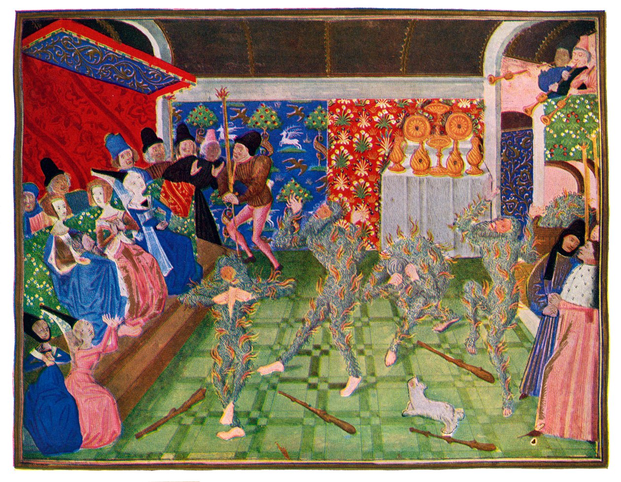 Masquerade a francia udvarban, 1393, 1470-1475. alkotó: Master of the Harley Froissart