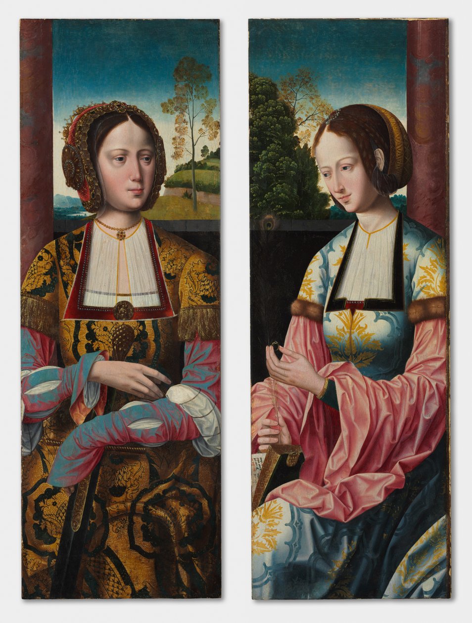 Szent Katalin és Szent Borbála páros, c. 1520. alkotó: Master of the Holy Blood