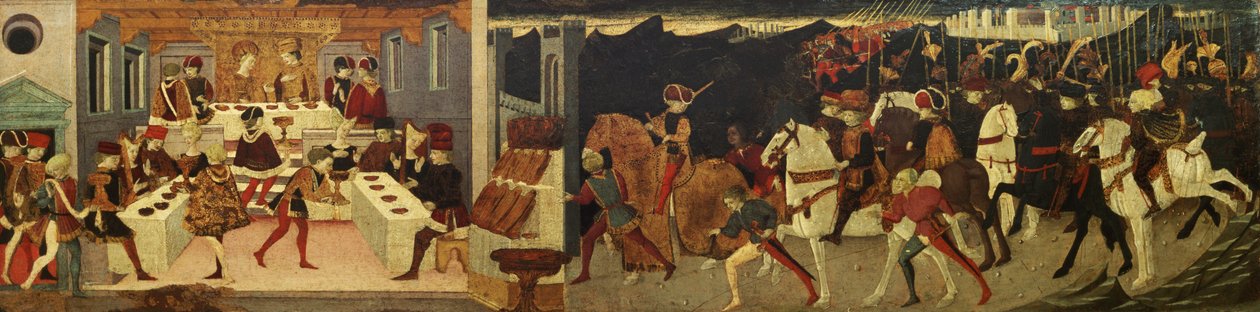 Alatiel története lóháton és egy banketten (panel) alkotó: Master of the Jarves Chest