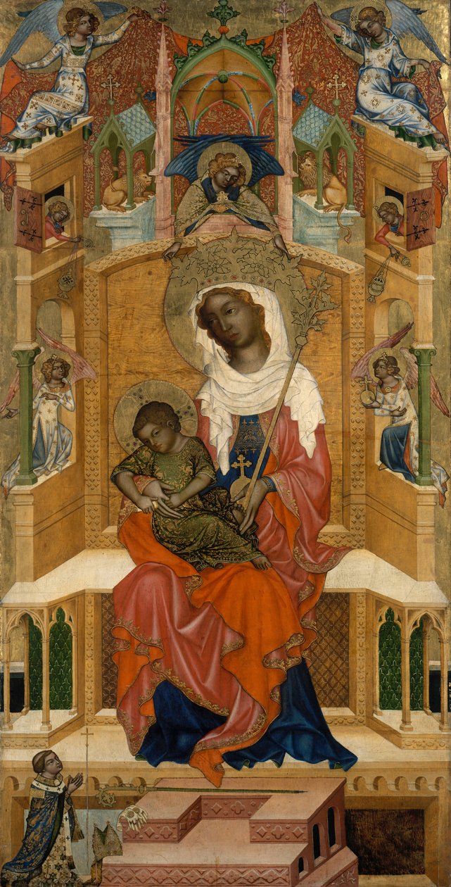 Mary trónoló a gyermek Glatz Madonnával, 1350 körül alkotó: Master of the Kaufmann Crucifixion