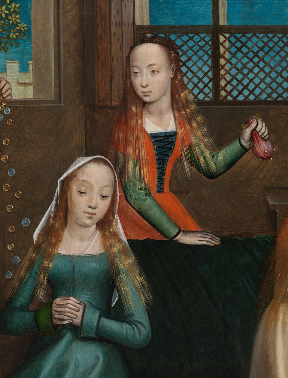 Részlet a Szent Miklós Jótékonyságról, a Szent Miklós-oltárról, 1486-93 körül (olaj, tábla) alkotó: Master of The Legend of St. Lucy