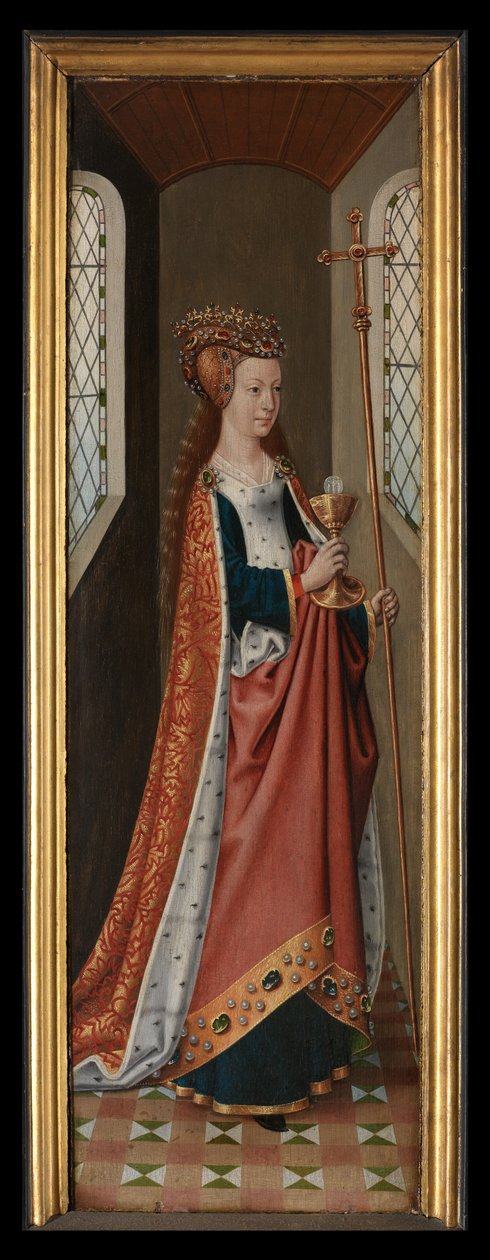Az egyház allegorikus alakja, a Szent Orsolya legendájából alkotó: Master of the Legend of St. Ursula