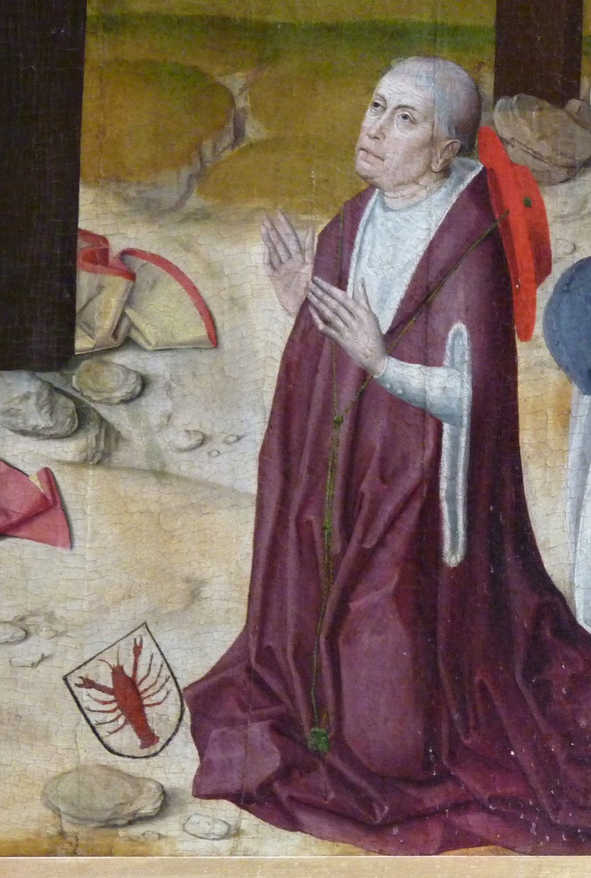 Kuzai Miklós. Részlet a Szent Miklós Kórház kápolnájában található oltárról, c. 1480 alkotó: Master of the Life of the Virgin