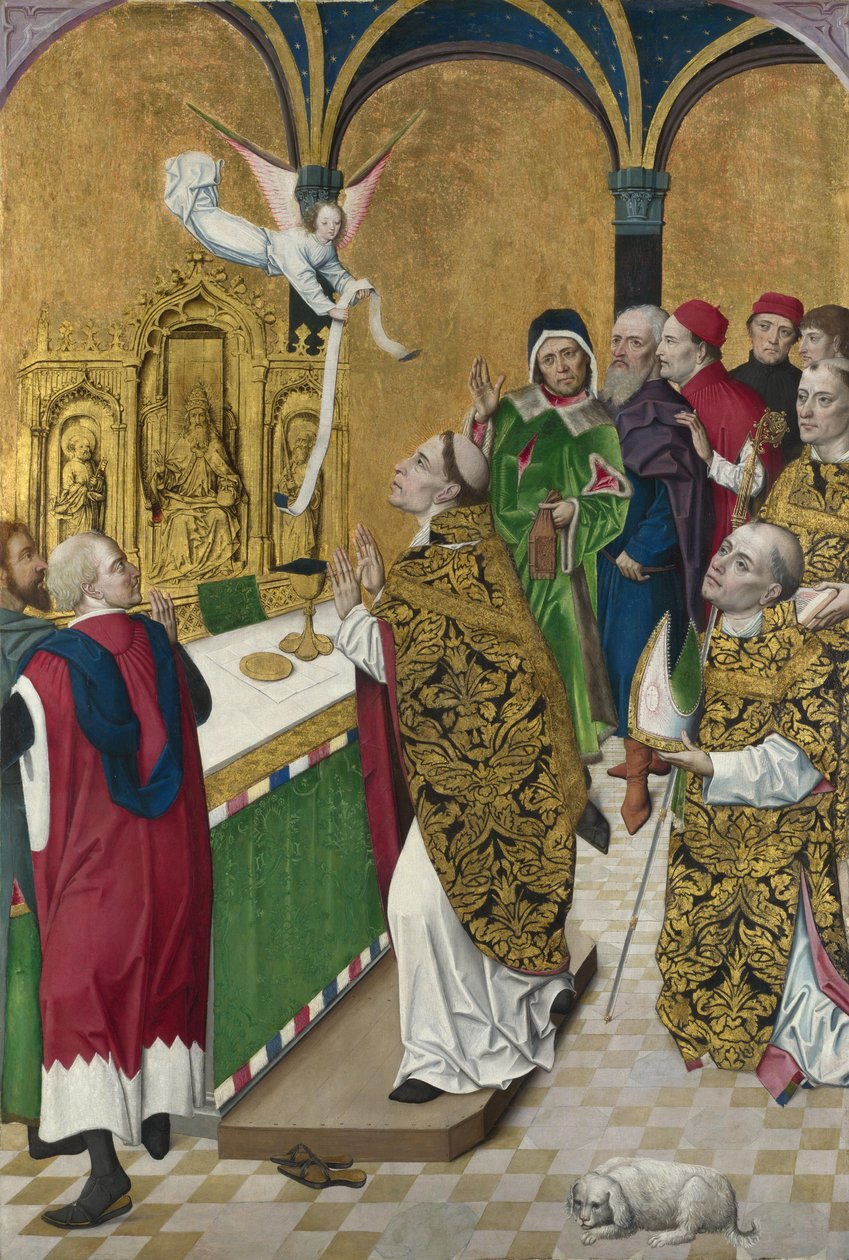Szent Hubert szentmiséje. Redőny a Werden-oltárról, 1485 körül alkotó: Master of the Life of the Virgin