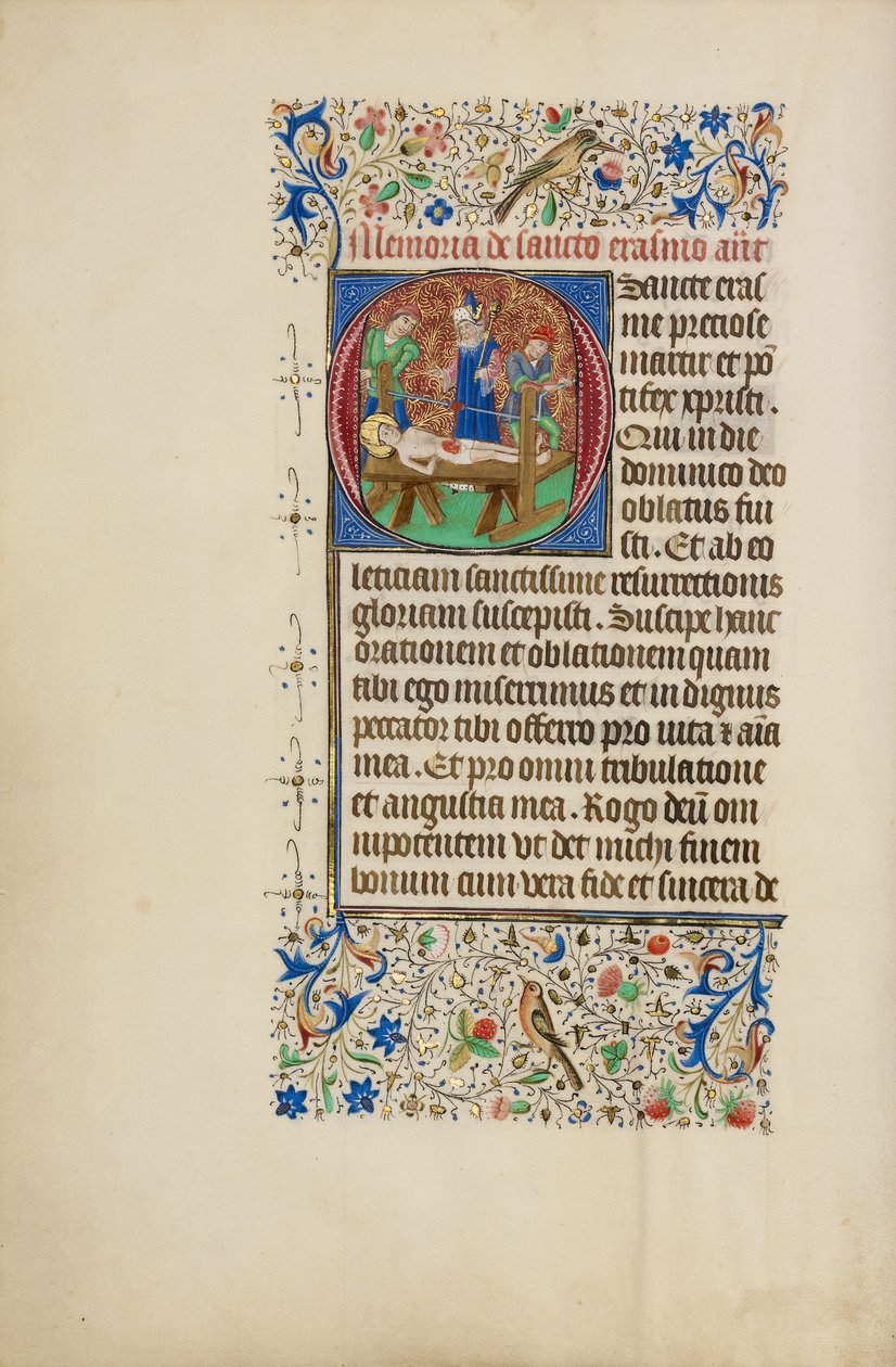 O kezdetű: Szent Erasmus mártíromsága alkotó: Master of the Llangattock Hours