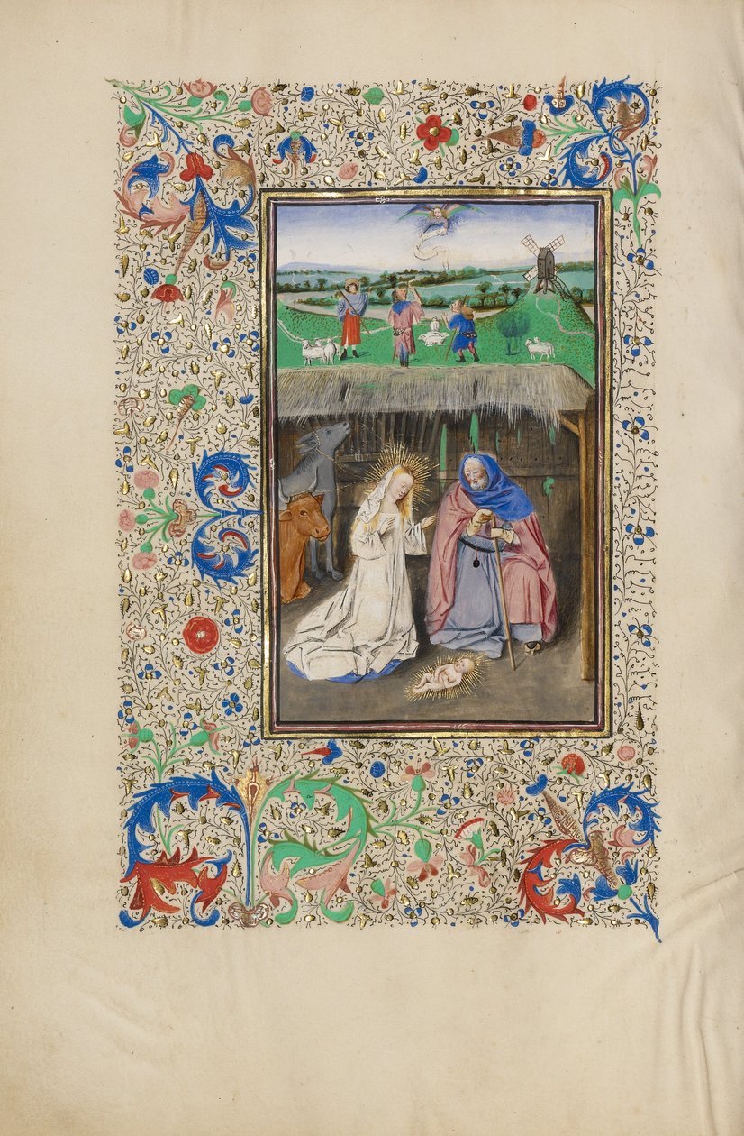 A születés és a pásztoroknak szóló igehirdetés alkotó: Master of the Llangattock Hours
