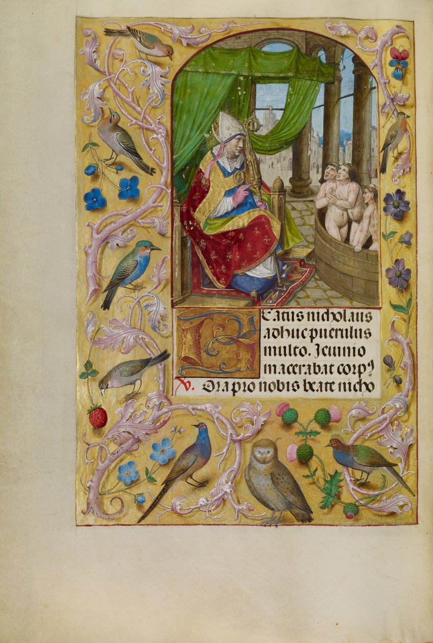 Szent Miklós megmenti a három fiatalt a kádból alkotó: Master of the Lübeck Bible