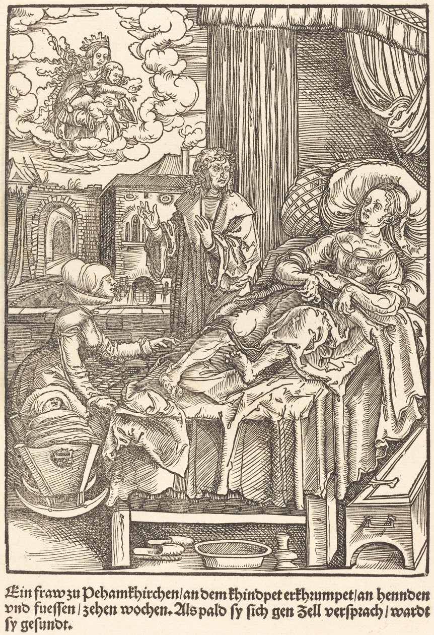 Verekedés a Peham templomokkal... alkotó: Master of the Miracles of Mariazell