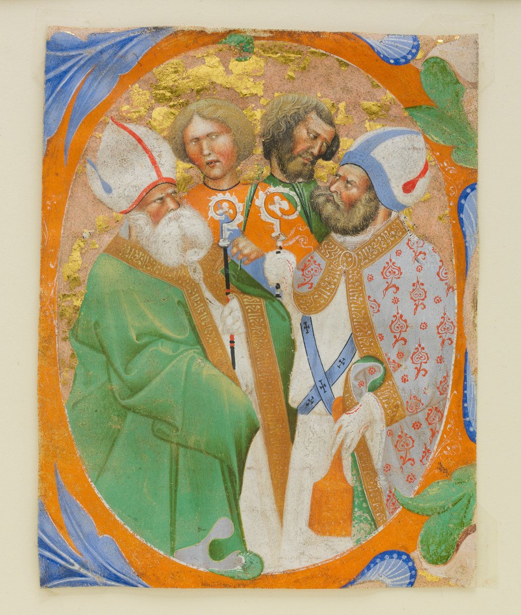Kéziratos megvilágítás négy szenttel O kezdetű, kóruskönyvből, 1440-50. alkotó: Master of the Murano Gradual