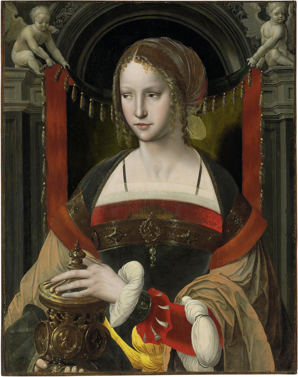 Sainte Marie Madeleine - A papagáj mesterének festménye (Antwerpen, 16. század első harmada), olaj, fa (73,6 x 58,4 cm) alkotó: Master of the Parrot