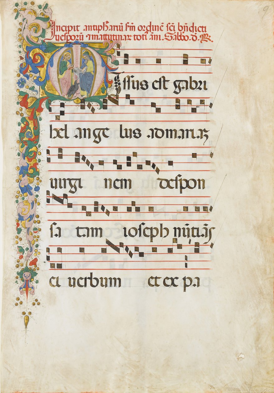 Kéziratos levél Szent János evangélistával és Keresztelő Szent Jánossal..., 15. század második fele. alkotó: Master of the Riccardiana Lactantius