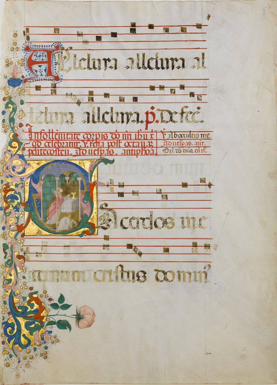 Kéziratos levél a szentmise celebrálásával kezdetben S..., 15. század második fele. alkotó: Master of the Riccardiana Lactantius