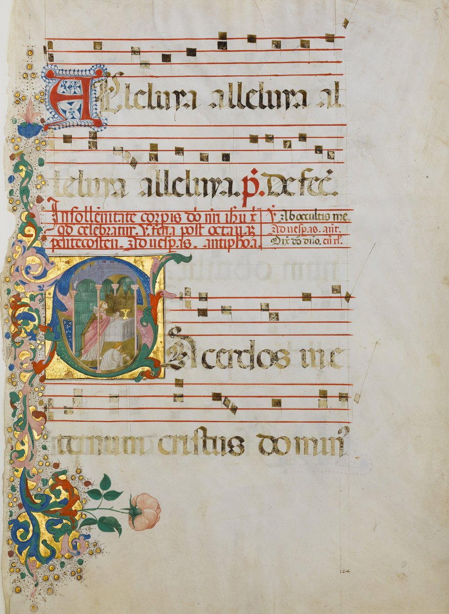Kéziratos levél a szentmise celebrálásával kezdetben S..., 15. század második fele. alkotó: Master of the Riccardiana Lactantius