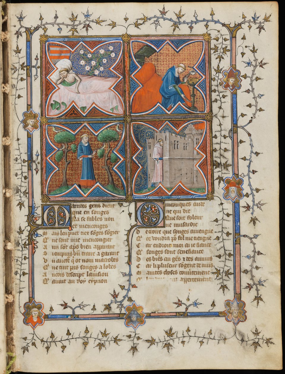 Miniatűr Guillaume de Lorris és Jean de Meun Roman de la Rose kéziratából, 1353 alkotó: Master of the Rose novels