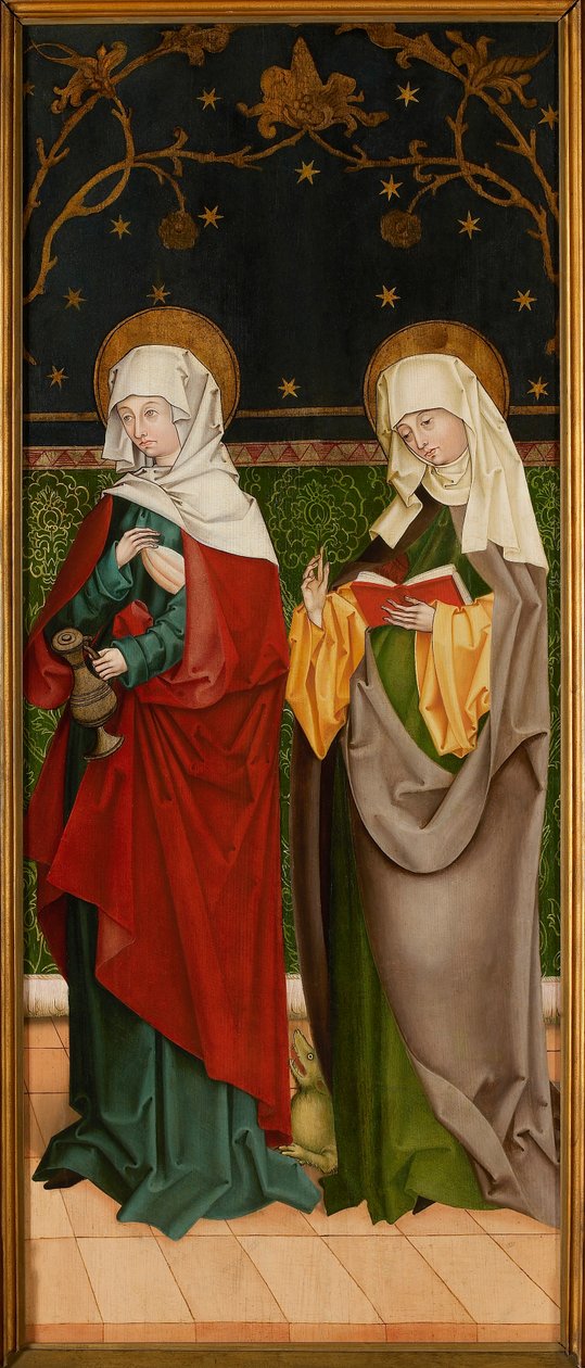 Magyar Szent Erzsébet és Szent Margit, kb. 1485-1490. alkotó: Master of the Sacristy of Kaufbeuren