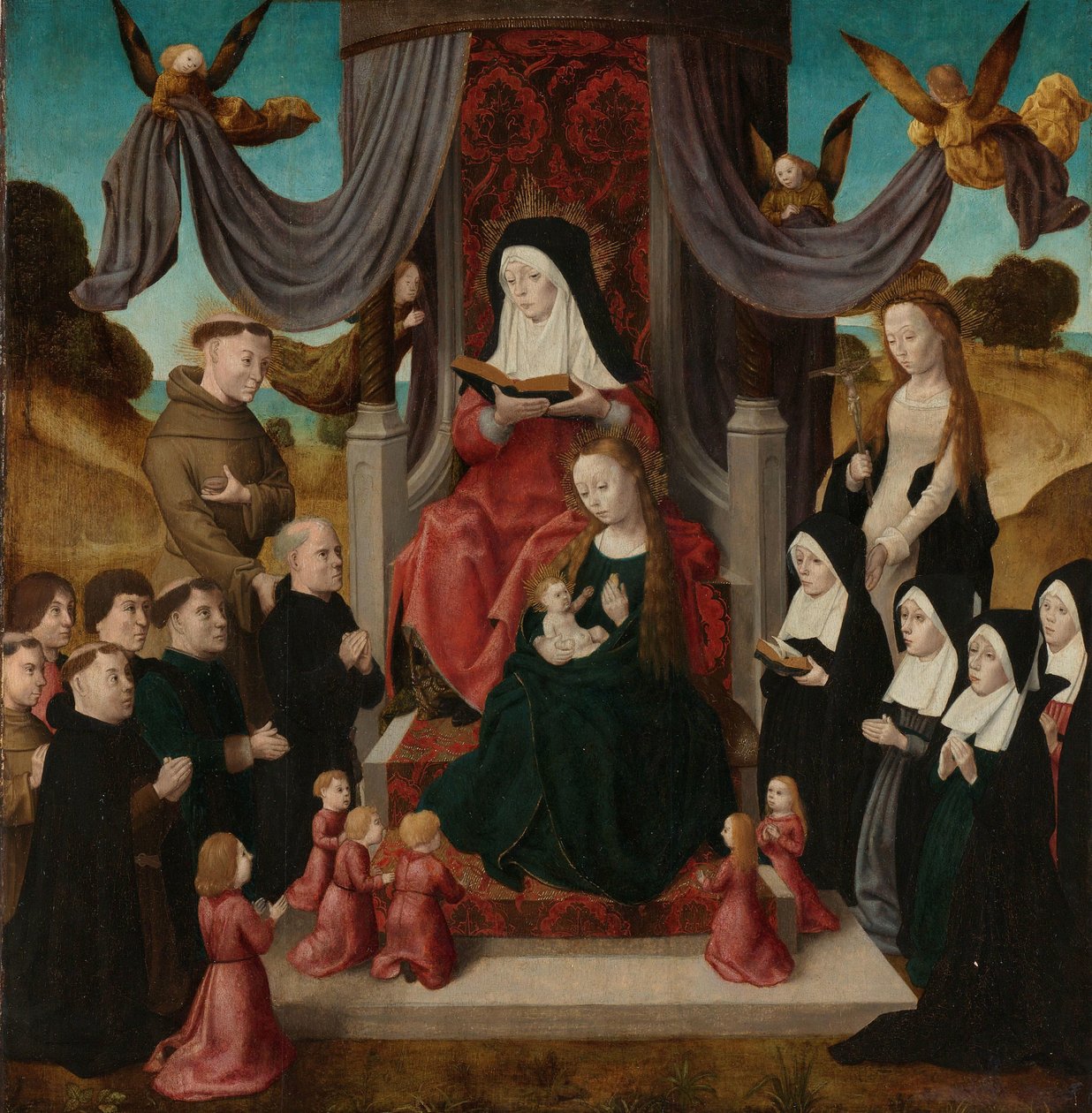 Szűz és gyermek Szent Annával és Szent Ferenccel és Lidwinával, adományozókkal (Anna Selbdritt) alkotó: Master of the Saint John Panels