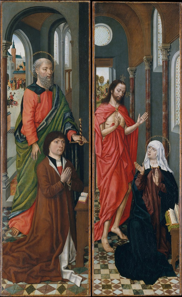 Szent Pál Paolo Pagagnottival, Krisztus megjelenik az anyjának, 1480-as évek vége. alkotó: Master of the Saint Ursula Legend