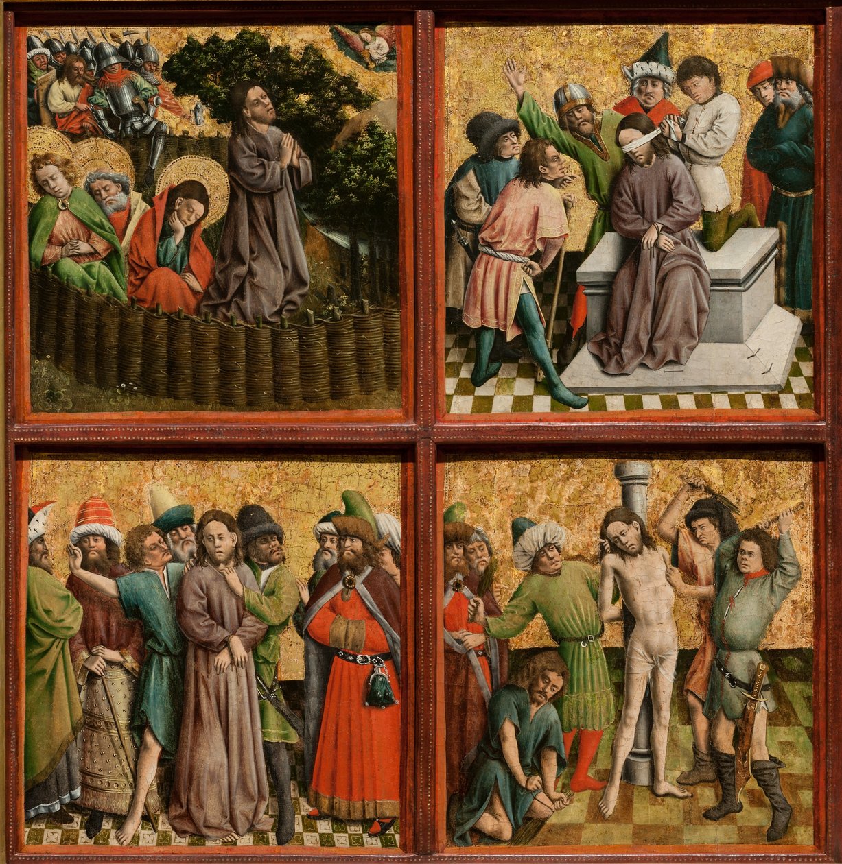 Oltárkép Krisztus szenvedésével, c. 1440-es évek. alkotó: Master of the Schlägl Altarpiece
