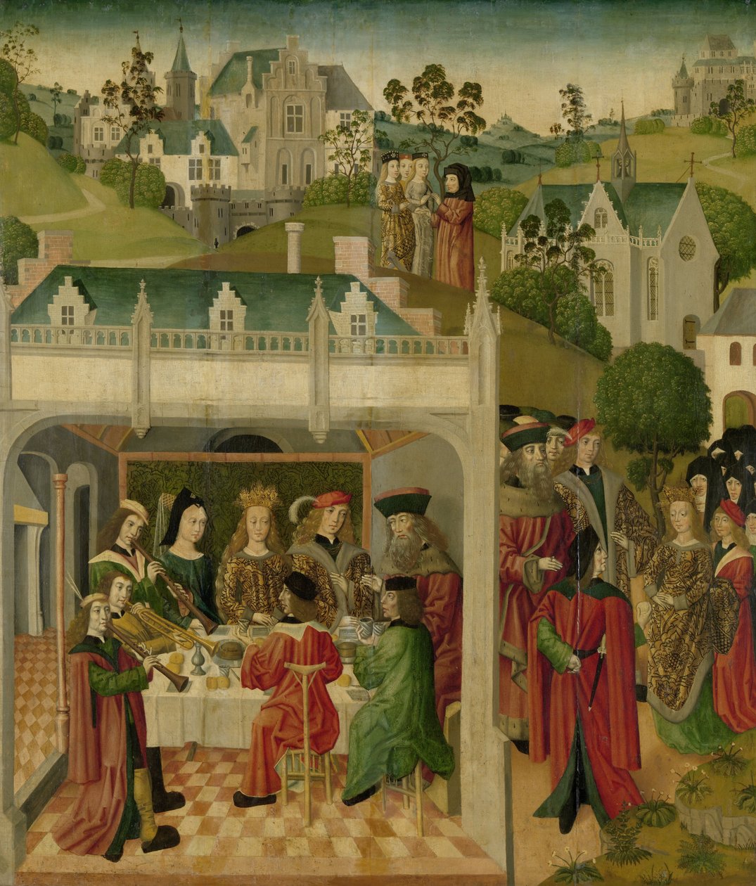 Magyar Szent Erzsébet és Türingiai Lajos nászünnepe a Wartburgban, Kr. u. 1490-c.1495 (olaj a panelen) alkotó: Master of the St.Elizabeth panels