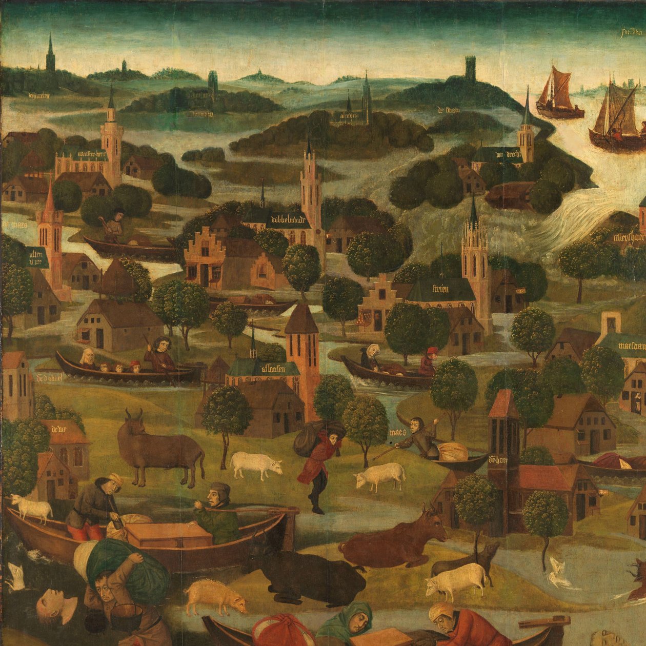 A Szent Erzsébet napi árvíz Az 1421. november 18-19-i Szent Erzsébet áradást ábrázoló oltárkép jobb szárnyának külső része, amely a wieldrechti gátszakadást mutatja alkotó: Master of the St Elizabeth Panels