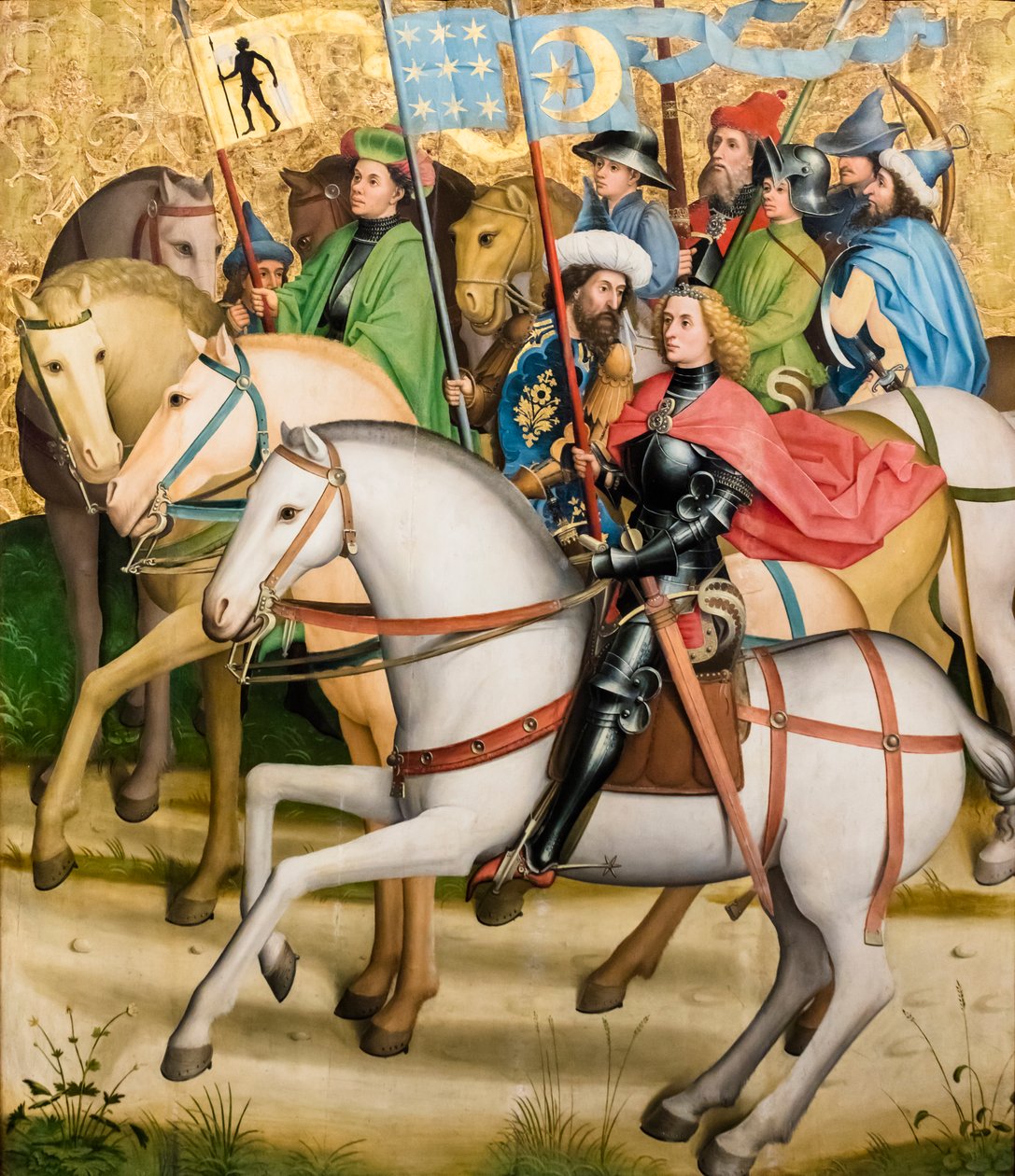 A három bölcs és kíséretük, 1450/55 körül (Tempera és olaj, lucfenyő) alkotó: Master of the Sterzing Altarpiece